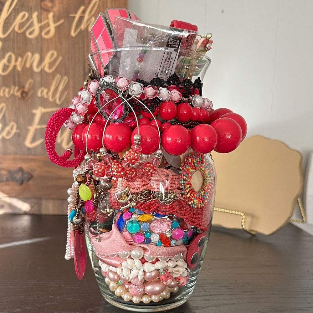 Vibrant Pink Jewelry Collection Mystery Jewelry Jar.